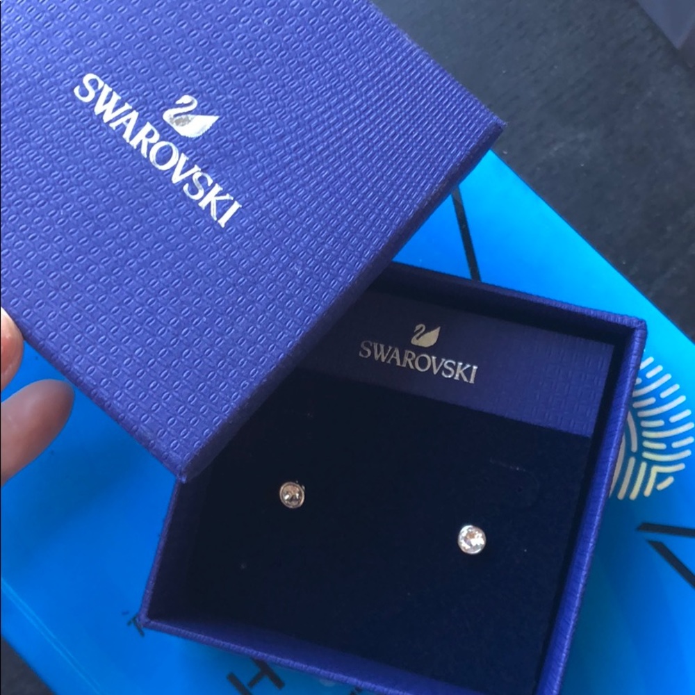 Swarovski crystal stud earrings for pierced ears